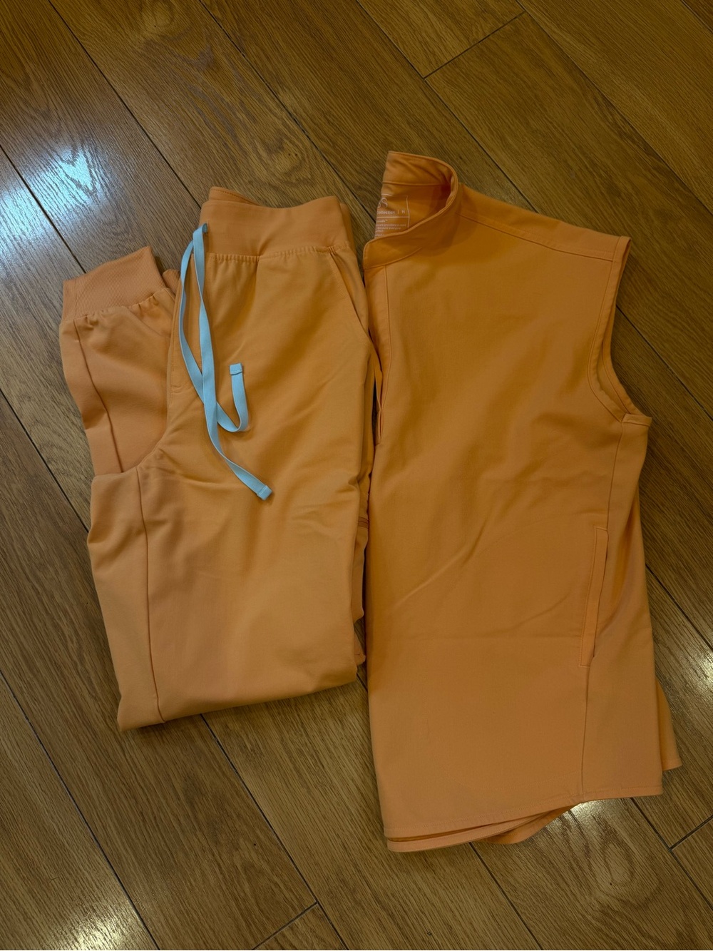 Figs Orange Scrub Set - Vest and Drawstring Pants